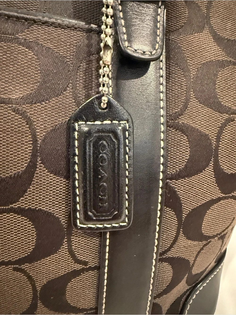 Coach Signature Canvas Buckle Tote in Dark Brown, Black, Y2K era bag - Picture 5 of 15